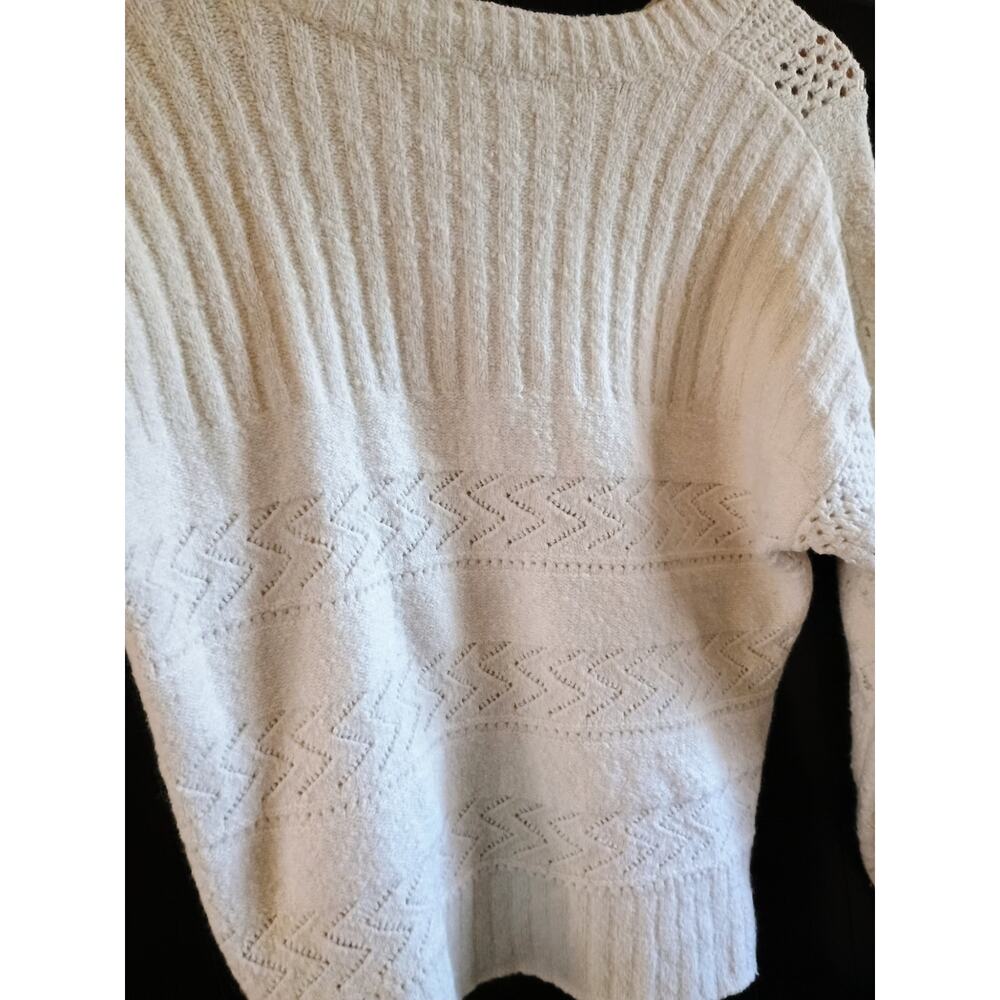 Joie women's Crew neck sweater cableknit cream wool cotton blend cottage core - Picture 4 of 10